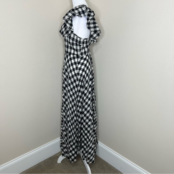 J. Crew Black & White Gingham Check Button Up Flowy Ruffle Midi Maxi Dress NWT - Picture 7 of 15